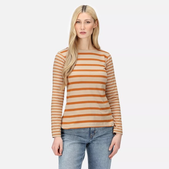 Regatta Womens/Ladies Farida Striped Long-Sleeved T-Shirt (Moccasin Brown/Copper)