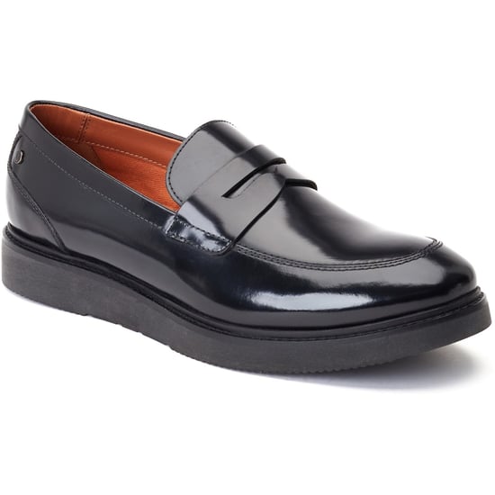 Base London Sid Leder Herren schwarze Mokassins - Image 1