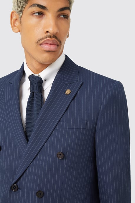 Milltown Slim Fit Double Breasted Navy Jacket TT x AM