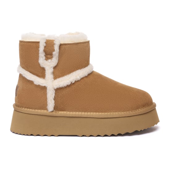 EVER AU Damen Leder Chic Plateau Kurzstiefel - Barren - Image 1
