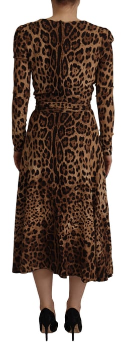 Dolce & Gabbana Braunes Leoparden-Wickel-A-Linien-Maxikleid aus Viskose für Damen - Image 2