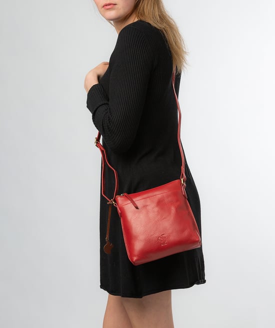 'Nikita' Chilli Pepper Leather Cross Body Bag