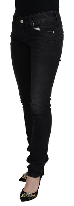 Acht Schwarze Baumwolle Niedrige Taille Slim Fit Damen Freizeit Denim Damenjeans - Image 2