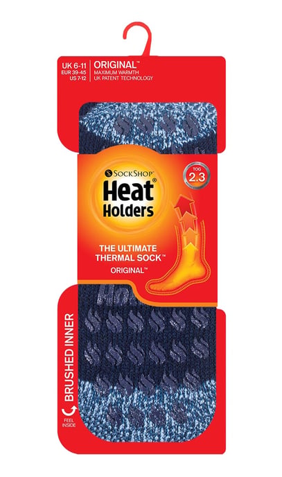 Heat Holders Mens Twist Stripe Patterned Fleece gefüttert Slipper Socken - Image 2