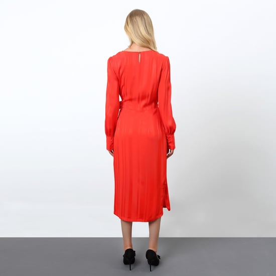 Drapiertes Kleid mit langen Ärmeln und Schnur an der Seite - Image 3