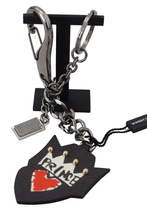Dolce & Gabbana Black Prince Nieten Logo Silber Messing Herren Schlüsselanhänger - Image 1