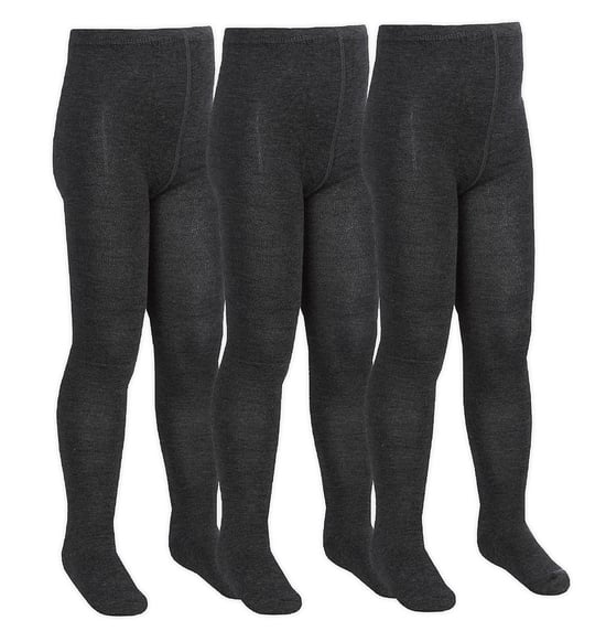 3 Paar Multipack Mädchen Bambus-Schulstrumpfhosen | Sock Snob | Footed Soft Plain Strumpfhosen in Schwarz, Grau, Weiß, Marineblau - Grau - Image 1