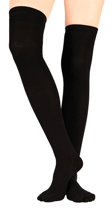 TOETOE - Herren- und Damen-Essential Feuchtigkeitsableitende Baumwoll-Socken über dem Knie - Schwarz - Image 2