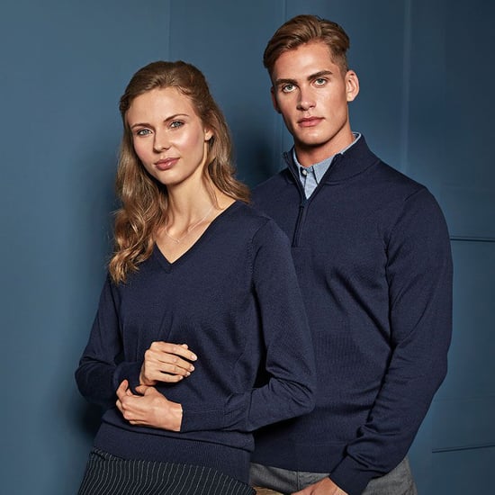 Premier Damen Strickpullover mit V-Ausschnitt (Marineblau) - Image 5