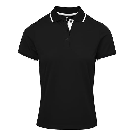 Premier Womens/Ladies Coolchecker Contrast Pique Polo Shirt (Schwarz/Weiß) - Image 1