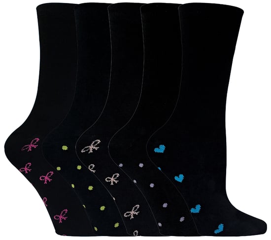 SOCK SNOB - 5 Paar schwarze Damensocken mit Herz und Schleifen - Image 1