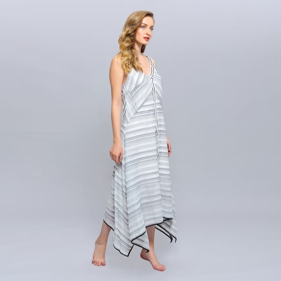 Diagonal gestreiftes Midikleid mit Riemen - Image 4