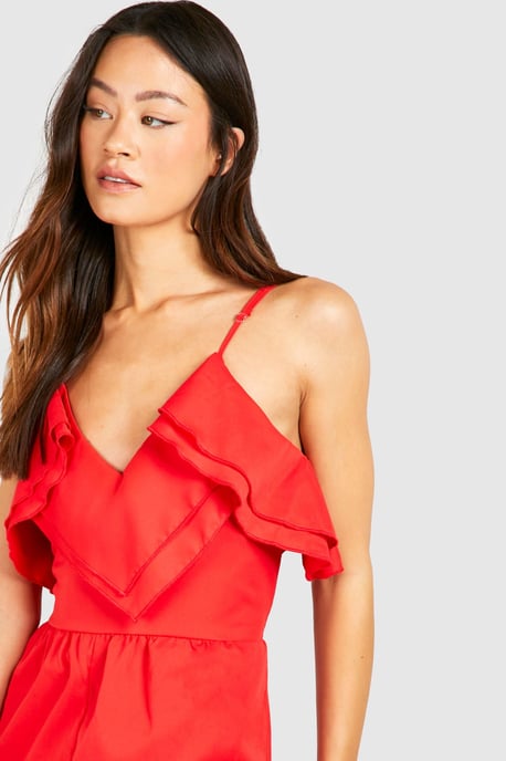Tall Frill Wrap Wide Leg Jumpsuit