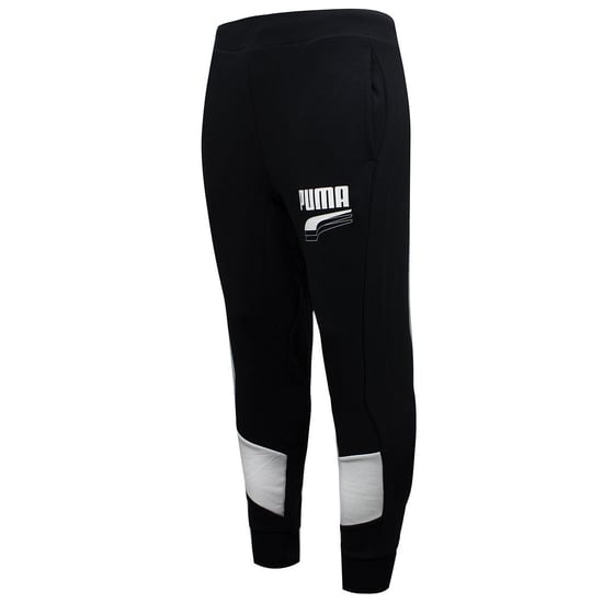 Puma Rebel Block Stretch Waist Bottoms Black White Mens Track Pants 582742 01