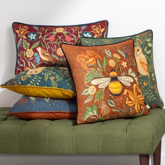Evans Lichfield Hawthorn Birds Chenille Paspelierter Polyester gefülltes Kissen - Image 5