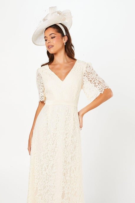 Lace Angel Sleeve Midi Dress