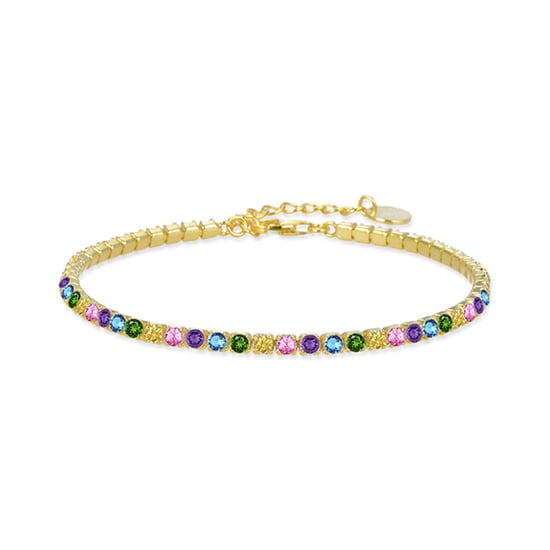 Luxenter 925 Sterling Silver Bracelet with Multicolour Zirconia finished in 18K yellow gold - Tahu