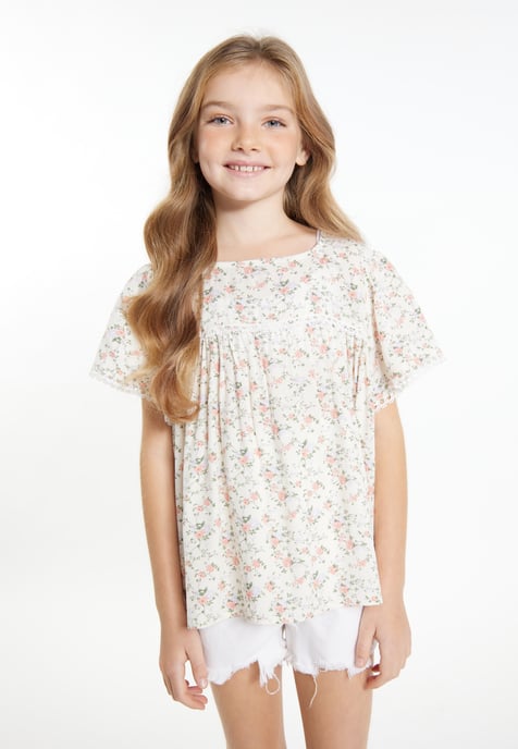 Dreimaster Bluse Mädchen (Kids) weiße Blume - Image 3