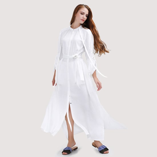 Langes strukturiertes Hemdblusenkleid - Image 2