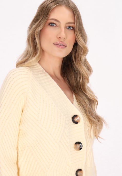 Dreimaster Cardigan Damen Wollweiss - Image 5