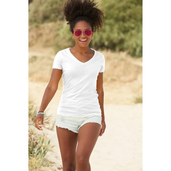 Fruit Of The Loom Ladies Lady-Fit Valueweight V-Neck Short Sleeve T-Shirt (Weiß) - Image 3