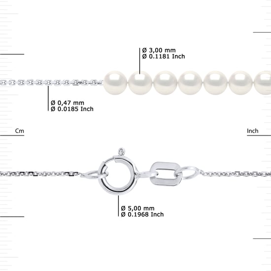 DIADEMA - Bracelet - 7 Real Freshwater Pearls - Cable Chain in White Gold