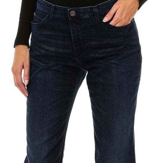 Long worn effect denim pants 6X5J85-5D0RZ woman