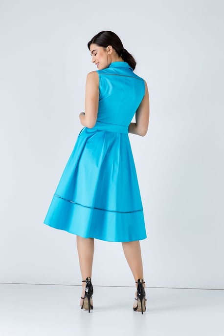 Türkisfarbenes Kleid mit Knopfleiste - Image 5