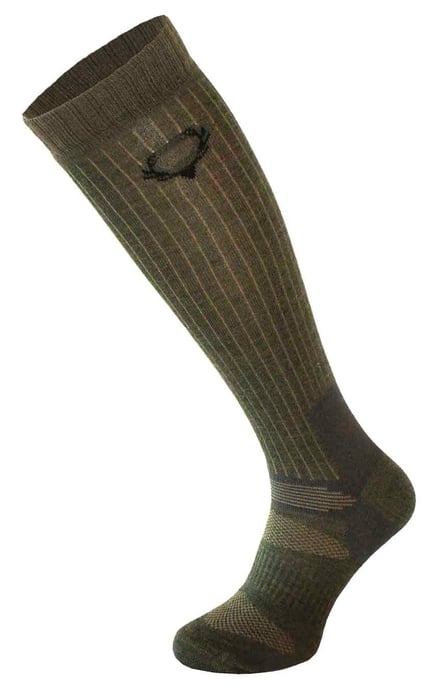 COMODO - Unisex Chaussettes Hautes Laine Merinos pour Randonnée - Vert Kaki - Image 1