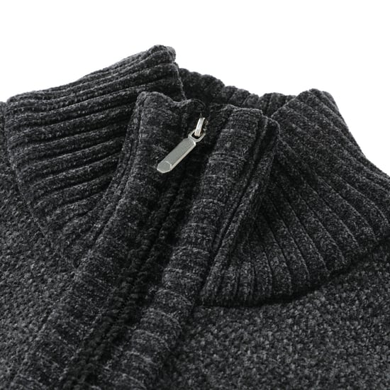 Herren-Cardigan mit Rei?verschluss, Stehkragen und gefuttertem Grobstrickpullover dunkelgrauarz - Image 5