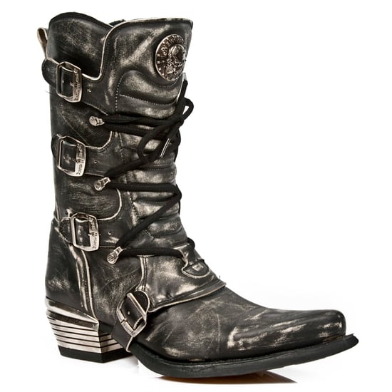 New Rock Men's Grey Dallas Leather Boots- M.7993-S3