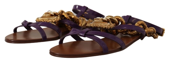 Dolce & Gabbana Damen Lila Leder Devotion Sandalen - Image 3