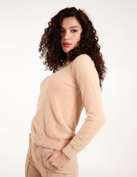 Fluffy Knit Scoop Neck Jumper