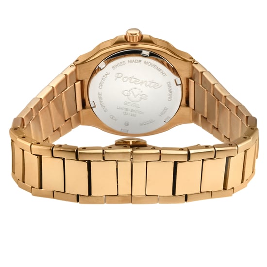GV2 Potente Lady White MOP dial, 316L Stainless Steel IPRG Diamond Bracelet  Swiss Quartz  Watch