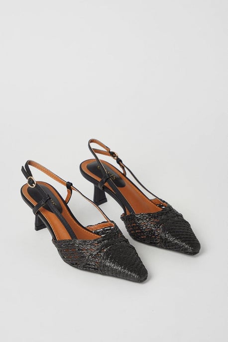 Verona Woven Slingback Kitten Heel Court Shoes