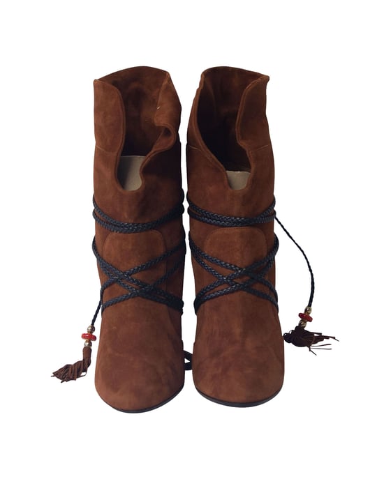 Aquazzura Moonshine Stiefel mit Bindung aus braunem Wildleder - Image 2