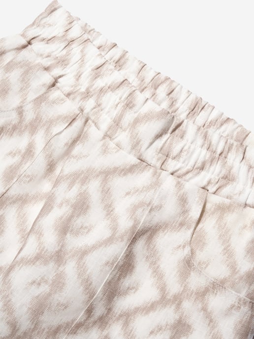 Fendi Boys FF Logo Linen Shorts in Ivory