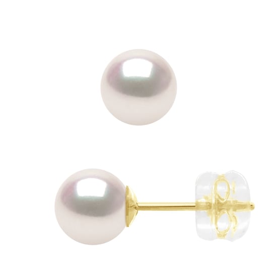 Ohrringe aus Gelbgold 750 und echten Akoya-Zuchtperlen, zertifiziert aus Japan, rund, 6–7 mm - Image 1