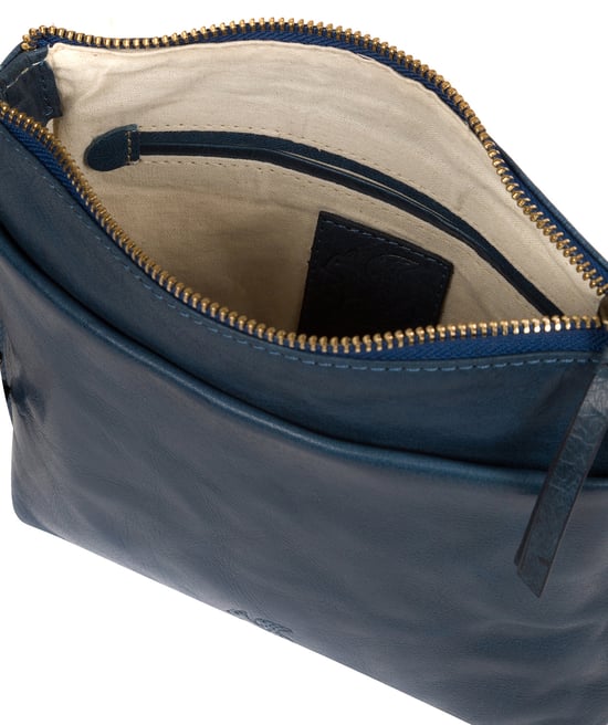 'Nikita' Snorkel Blue Leather Cross Body Bag