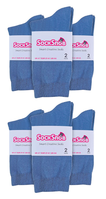 Einfarbige Damensocken mit hohem Baumwollanteil | 12 Paar Multipack | Socken-Snob | Dünne, bequeme, farbenfrohe Crew-Söckchen für Damen in tiefem Fuchsia - Image 2