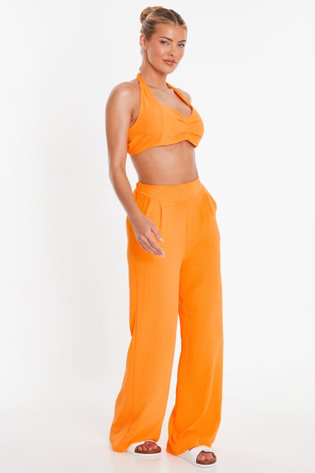 Orange Halter Neck Crop Top