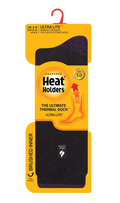 Heat Holders Damen Ultra Lite Thermal Brushed Inner Yarn Design Socken Schwarz/Lila (Oia) - Image 2