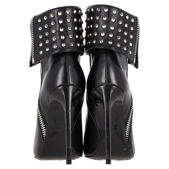 Saint Laurent Paris Faltbare Nieten-Stiefeletten aus schwarzem Leder - Image 5