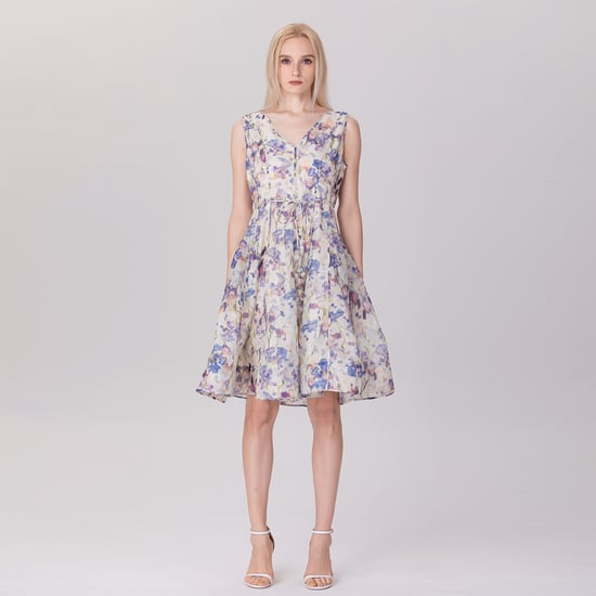Ärmelloses Teekleid aus Organza mit Blumendruck - Image 4