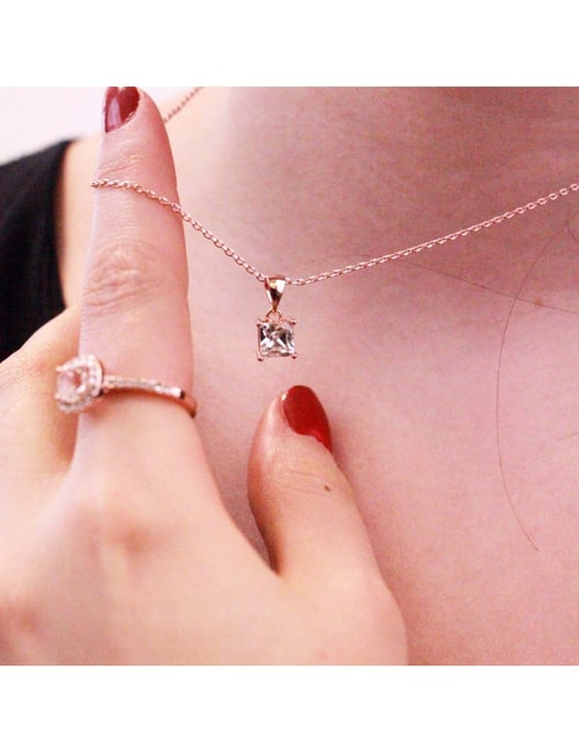 Einfacher quadratischer Anhänger - Rose Gold und Kristall - Image 2