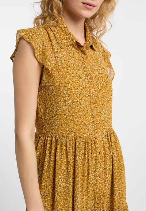 Dreimaster Blusenkleid Damen Dunkelgelb Mehrfarbig - Image 5