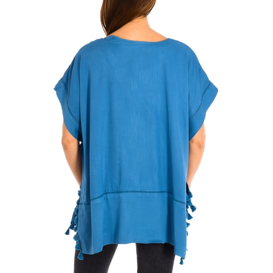 Loose poncho with V-neck tassels 8949 women