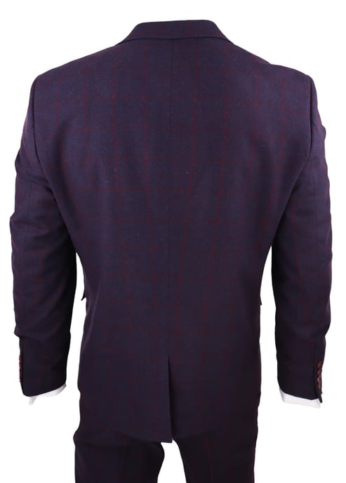 Herren 3-teiliger Tweed-Anzug Pflaume Lila Karomuster Peaky Blinders Klassisch 1920 Gatsby - Image 6
