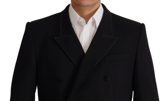 Dolce & Gabbana Schwarzer Doppelreihiger Mantel Blazer Herrenjacke - Image 4