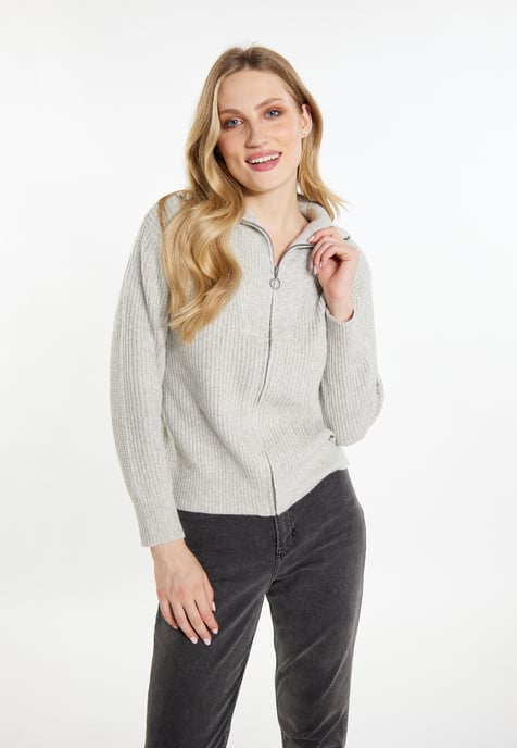 Dreimaster Strickjacke Damen grau melange - Image 3